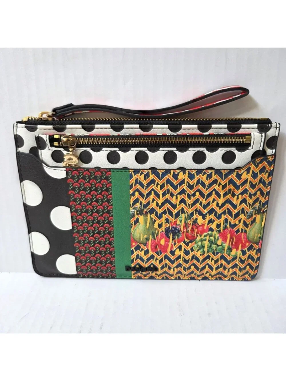 Desigual Wristlet Lola Patch with Removable Insert Pouch Colorful Dots Floral